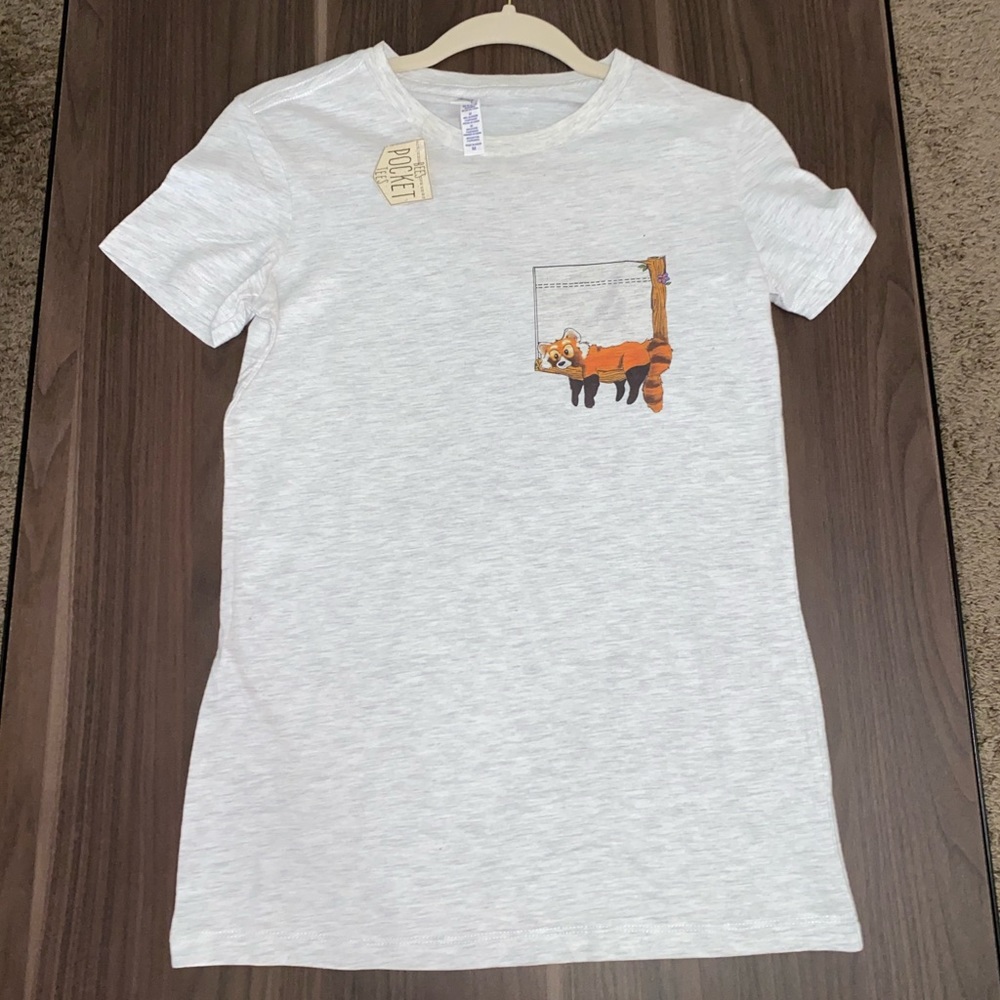 Red Panda Bee’s Faux / Decorative Light Grey Pocket Tee